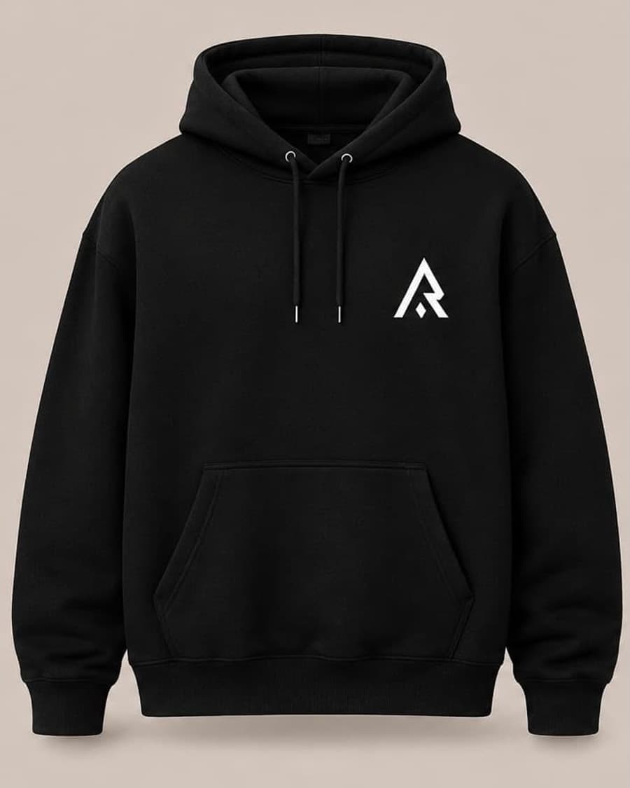 ATHR Black Hoodie in Black — front view