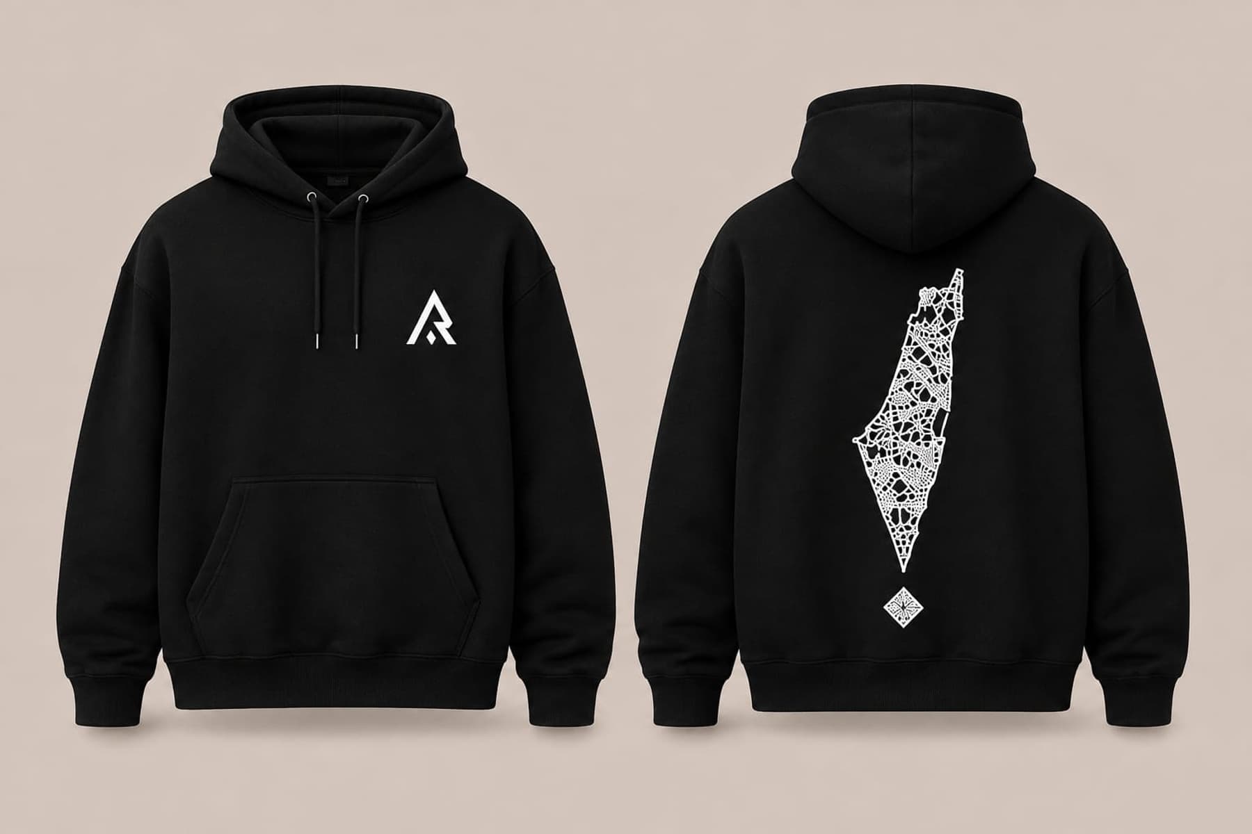 ATHR Black Hoodie in Black — front and back