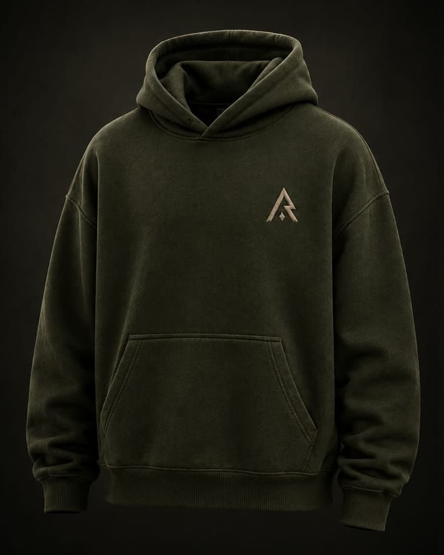 ATHR Olive Green Roots  Hoodie in Olive Green — front view