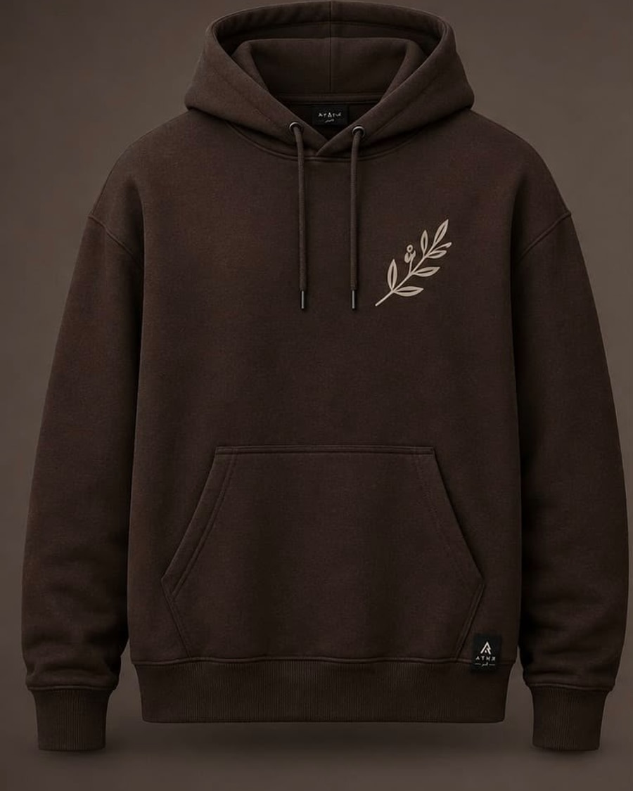 Brown hoodie, front