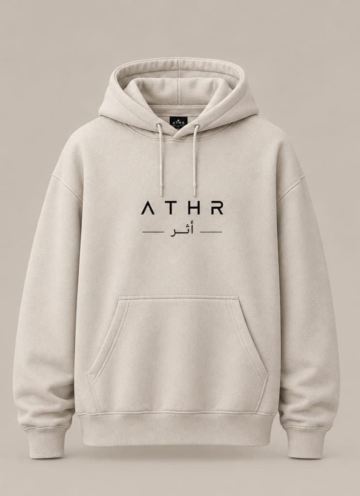 ATHR Off-White Hoodie in Off-White — front view
